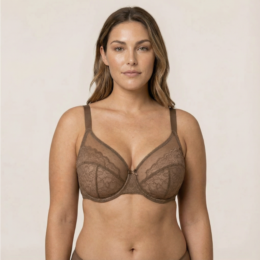 Full Coverage Lace Minimizer Bra - Petal
